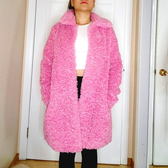 FUCHSIA FAUX SUEDE GUESSS E COAT - Picture 3 of 9